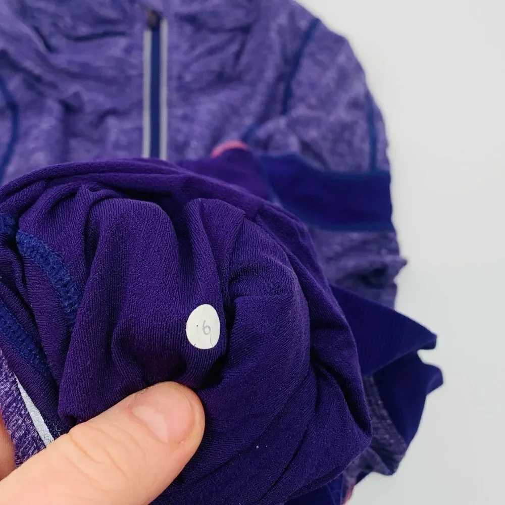 Purple Heathered Lululemon Run Inspire Long Sleeve 1/2 zip Pullover Sz 6 - Picture 10 of 10